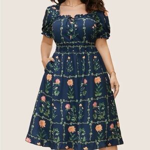 BloomChic Navy Floral Midi Dress